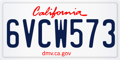 CA license plate 6VCW573