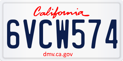 CA license plate 6VCW574