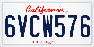 CA license plate 6VCW576