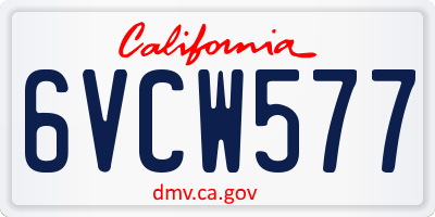 CA license plate 6VCW577