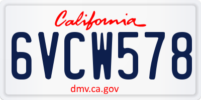 CA license plate 6VCW578
