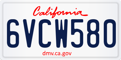 CA license plate 6VCW580