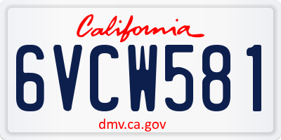 CA license plate 6VCW581