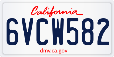 CA license plate 6VCW582