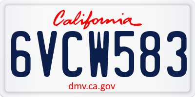 CA license plate 6VCW583