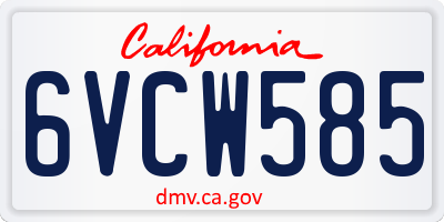 CA license plate 6VCW585