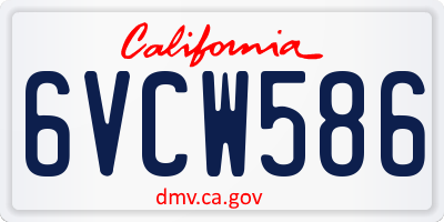 CA license plate 6VCW586