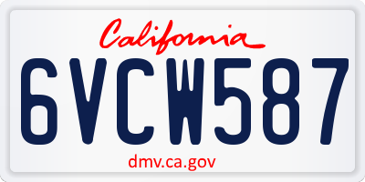 CA license plate 6VCW587