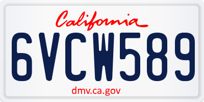CA license plate 6VCW589