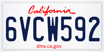 CA license plate 6VCW592