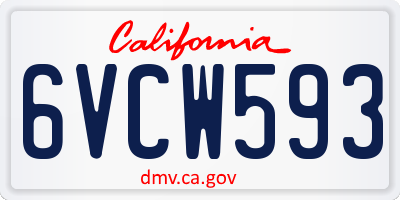 CA license plate 6VCW593