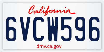 CA license plate 6VCW596