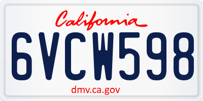 CA license plate 6VCW598