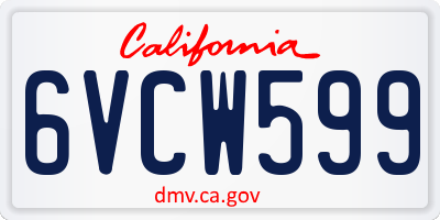 CA license plate 6VCW599