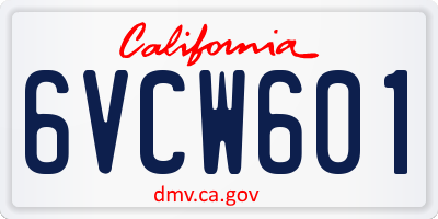 CA license plate 6VCW601