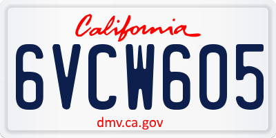 CA license plate 6VCW605