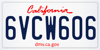CA license plate 6VCW606