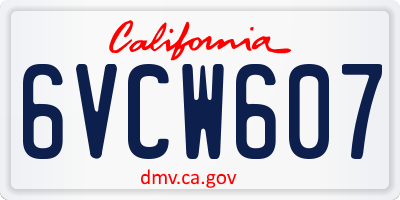 CA license plate 6VCW607