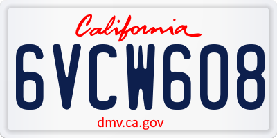 CA license plate 6VCW608