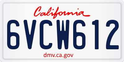 CA license plate 6VCW612