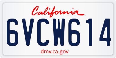 CA license plate 6VCW614