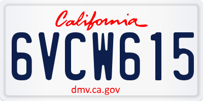 CA license plate 6VCW615
