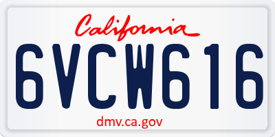 CA license plate 6VCW616