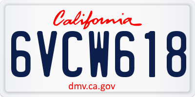 CA license plate 6VCW618