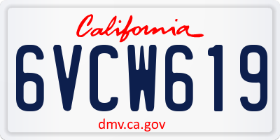 CA license plate 6VCW619