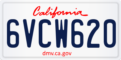 CA license plate 6VCW620