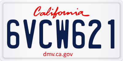 CA license plate 6VCW621