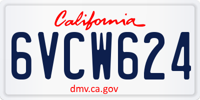 CA license plate 6VCW624
