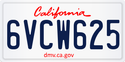 CA license plate 6VCW625