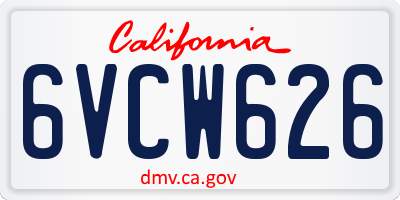 CA license plate 6VCW626