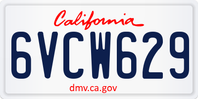 CA license plate 6VCW629