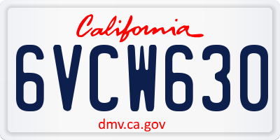CA license plate 6VCW630