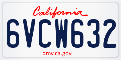 CA license plate 6VCW632