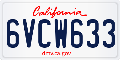 CA license plate 6VCW633