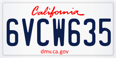 CA license plate 6VCW635