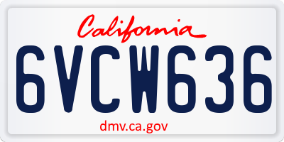 CA license plate 6VCW636