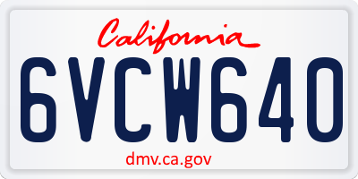 CA license plate 6VCW640