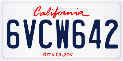CA license plate 6VCW642