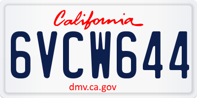 CA license plate 6VCW644