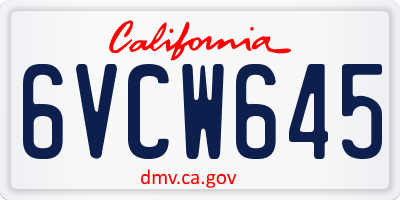 CA license plate 6VCW645