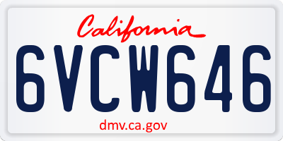 CA license plate 6VCW646