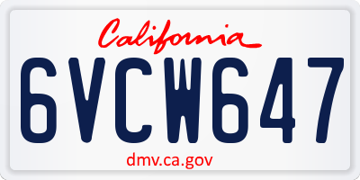 CA license plate 6VCW647