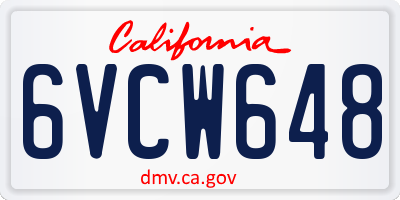 CA license plate 6VCW648