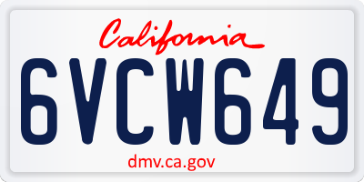 CA license plate 6VCW649