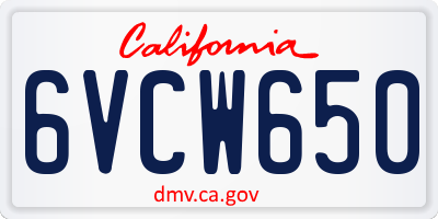 CA license plate 6VCW650