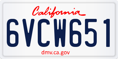 CA license plate 6VCW651